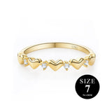 14K Gold Plated Heart Stackable Ring for Women, 925 Sterling Silver CZ Promise Ring, Hypoallergenic Lightweight Minimalist Band for Everyday Wear, Work, Party, Wedding, Date Night & Vacation, Trendy Jewelry Gift for Her Sizes 5/6/7/8/9