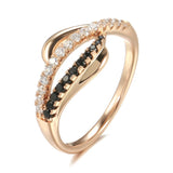 Fashion 2 Rows Black Natural Zircon Rings for Women Luxury 585 Rose Gold Vintage Cross Ring Fine Wedding Jewelry 2021 New