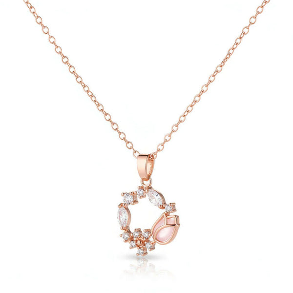 Rose Gold Tulip Zircon Necklace – Pendant for Women