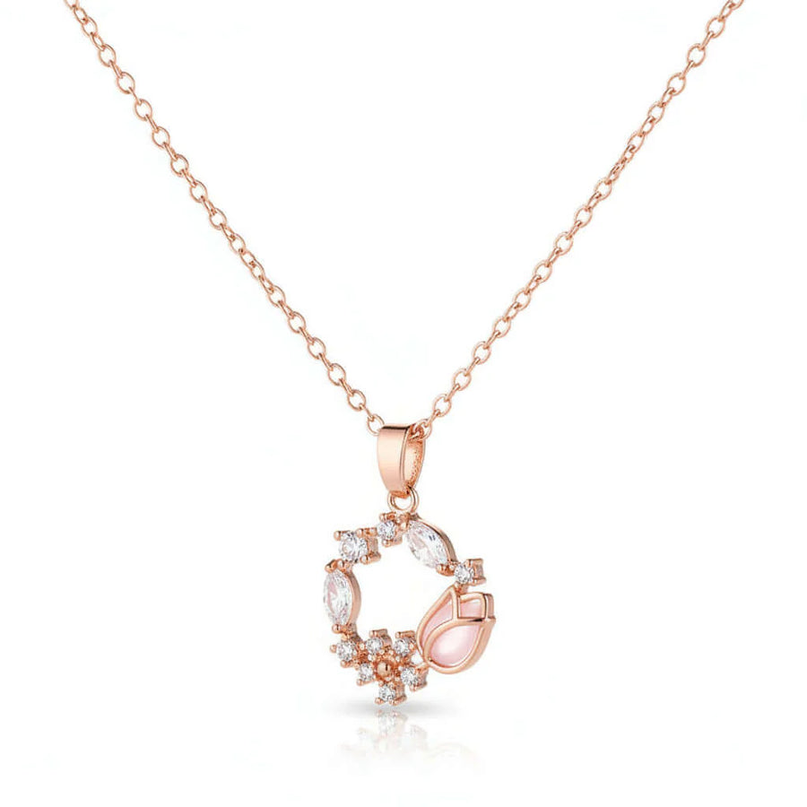 Rose Gold Tulip Zircon Necklace – Pendant for Women