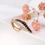 Fashion 2 Rows Black Natural Zircon Rings for Women Luxury 585 Rose Gold Vintage Cross Ring Fine Wedding Jewelry 2021 New