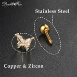 Dainty Y2K Ear Piercing Helix Daith Snug Earrings for Women 1PC Cartilage Tragus Clicker Septum Ring with Chain INS Jewelry Gift
