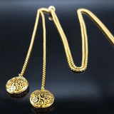 Stainless Steel Long Necklaces Gold Color round Flower Women Long Necklace Jewelry Sautoir Femme Long Acier Inoxydable