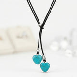 Boho Turquoise Double Layer Necklace Rope Necklace for Women