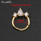 Dainty Y2K Ear Piercing Helix Daith Snug Earrings for Women 1PC Cartilage Tragus Clicker Septum Ring with Chain INS Jewelry Gift