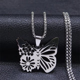 Bird Hummingbird Flower Necklace for Women Men Stainless Steel Gold Color Animal Pendant Necklaces Jewelry Collar Colibri N4626S